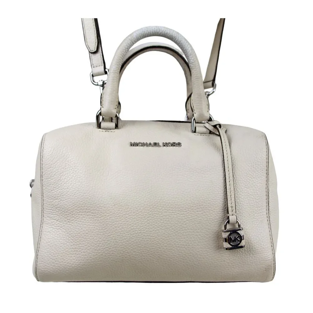 Michael Kors IVORY REAL LEATHER MEDIUM X-BODY SHOULDER BAG SATCHEL HANDBAG PURSE